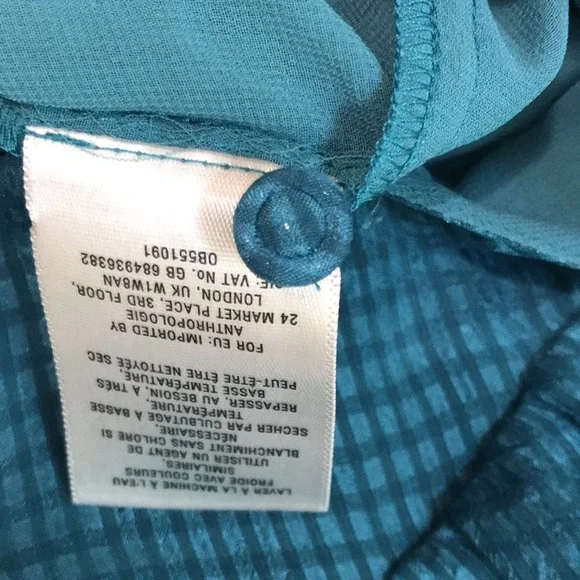 Anthropologie Maeve Tavin Turquoise Cold Shoulder Ruffle Blouse 4P - Picture 11 of 15